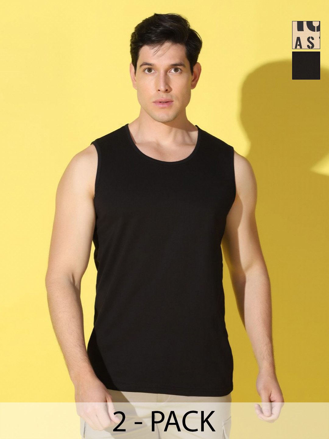 WOOSTRO Men Pack Of 2 Typography Printed Scoop Neck Cotton Slim Fit T-shirts