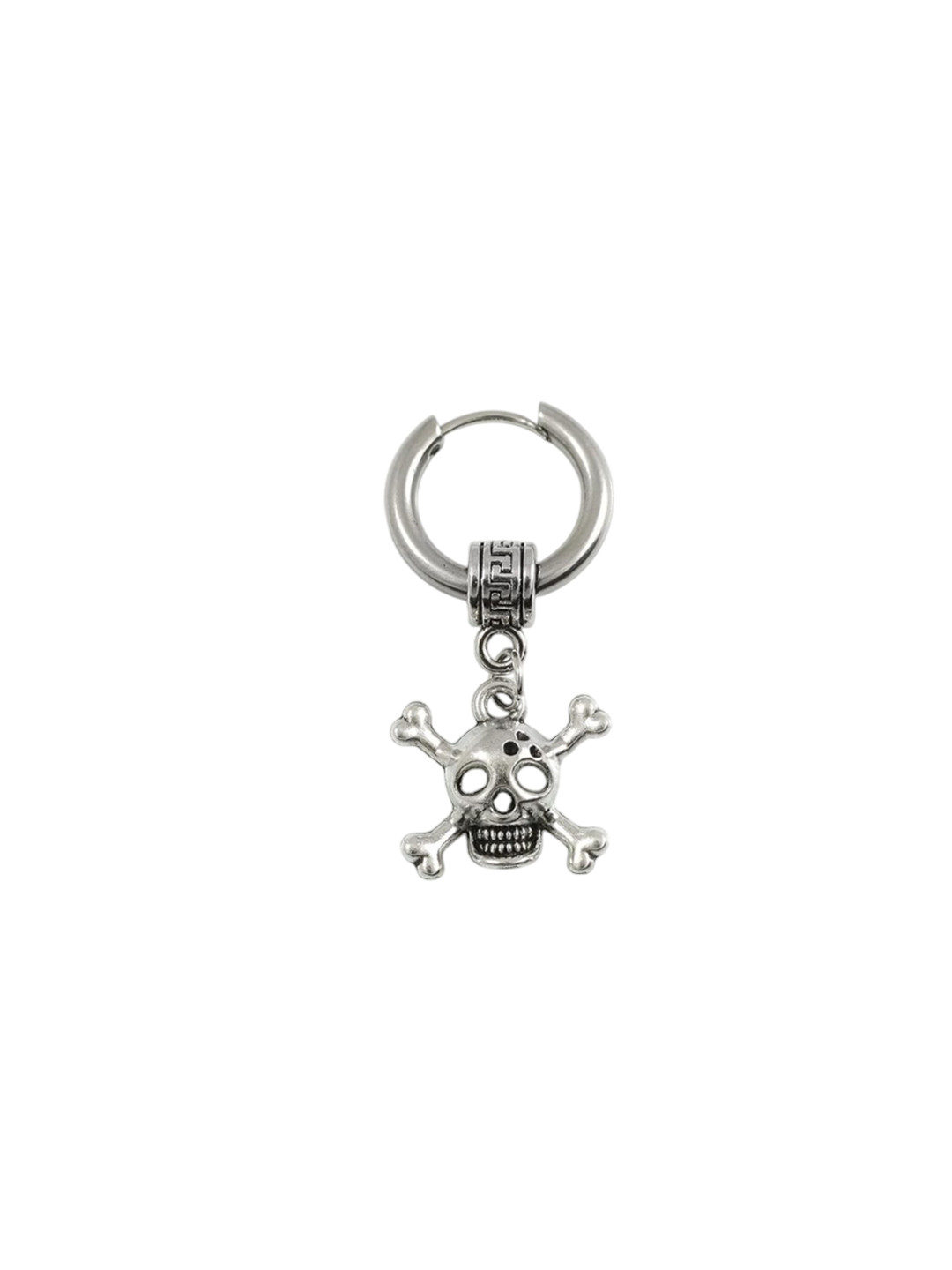 Fashion Frill Men Stainless Steel Silver-Plated Skull Shaped Drop Earring