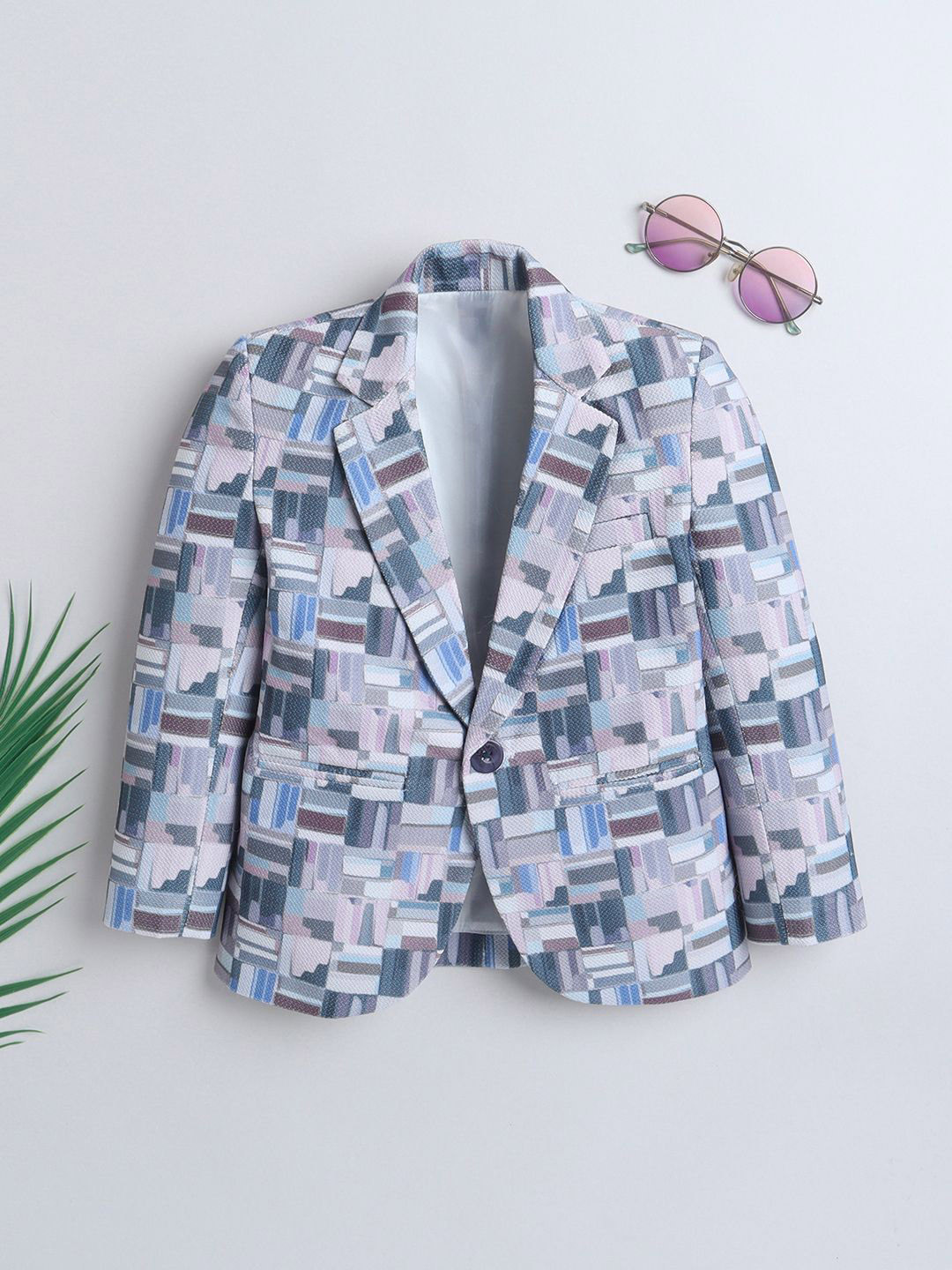 Ministitch Infant Boys Abstract Printed Notched Collar Blazer