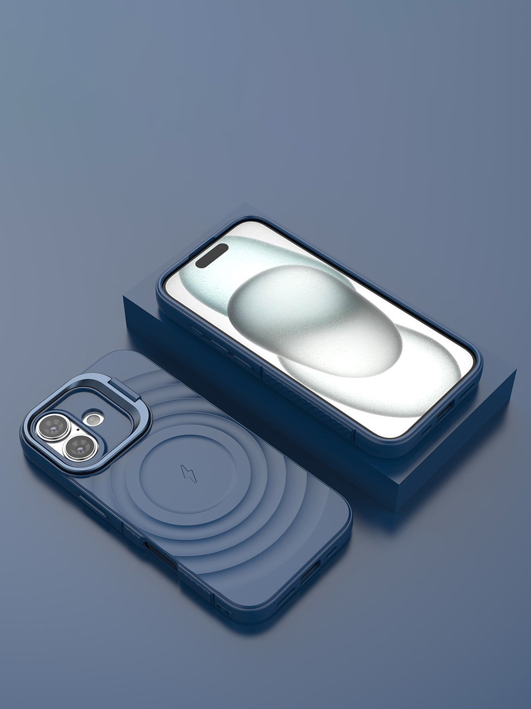 Luxury Kase Geometric iPhone 16 Impact Resistant Rugged Back Case with Wireless Charging