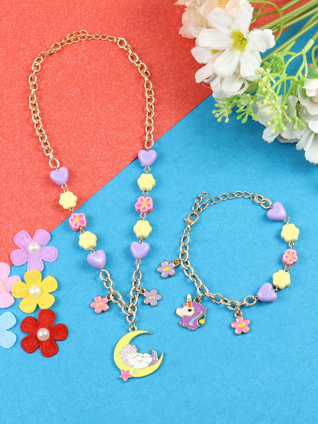 Asthetika Kids Girls Sleeping Unicorn Charm Jewellery Set