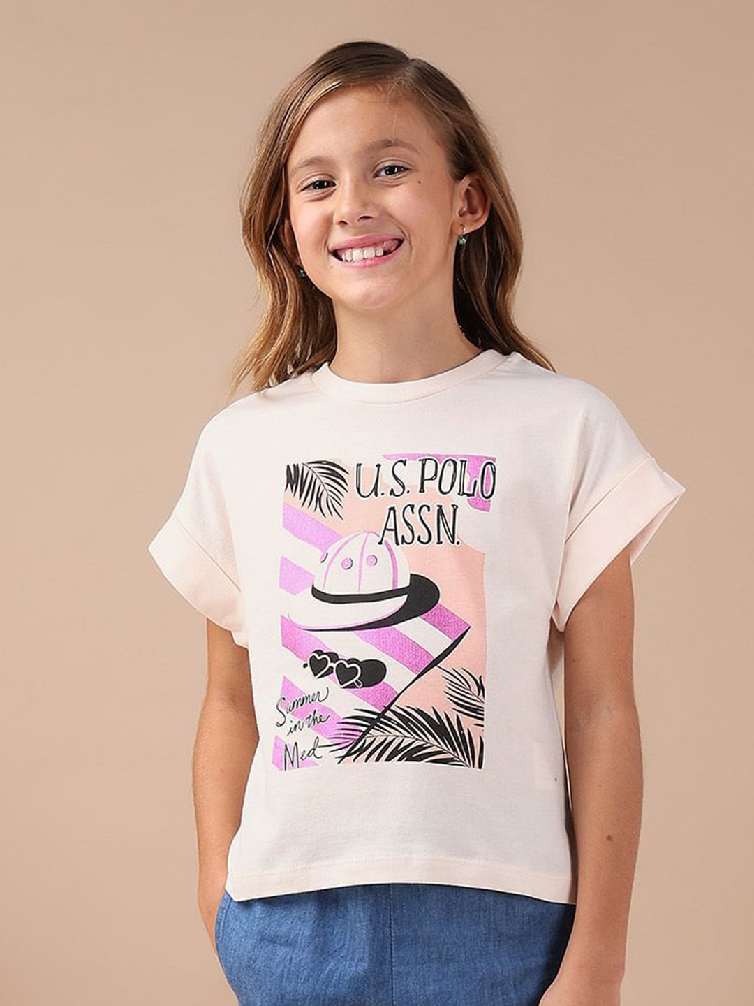 U.S. Polo Assn. Kids Girls Resort Graphic Cotton T-Shirt