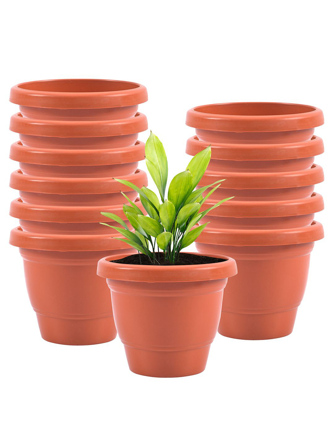 Kuber Industries Orange-Colored 12 Pieces Versatile Sturdy Flower Planters