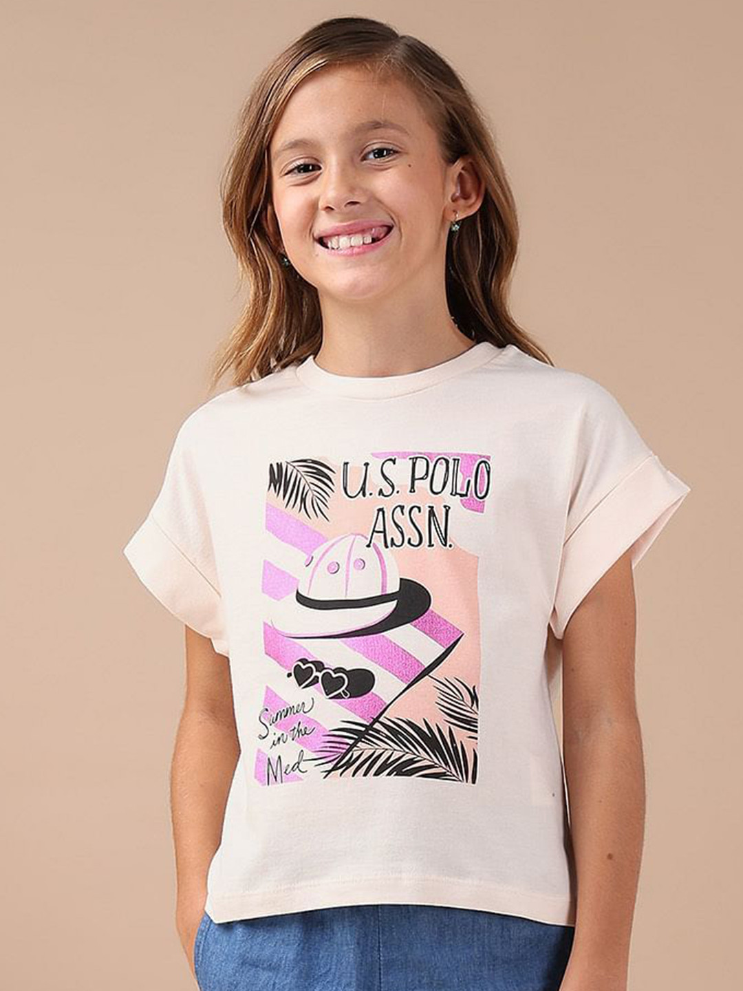 U.S. Polo Assn. Kids Girls Resort Graphic Cotton T-Shirt