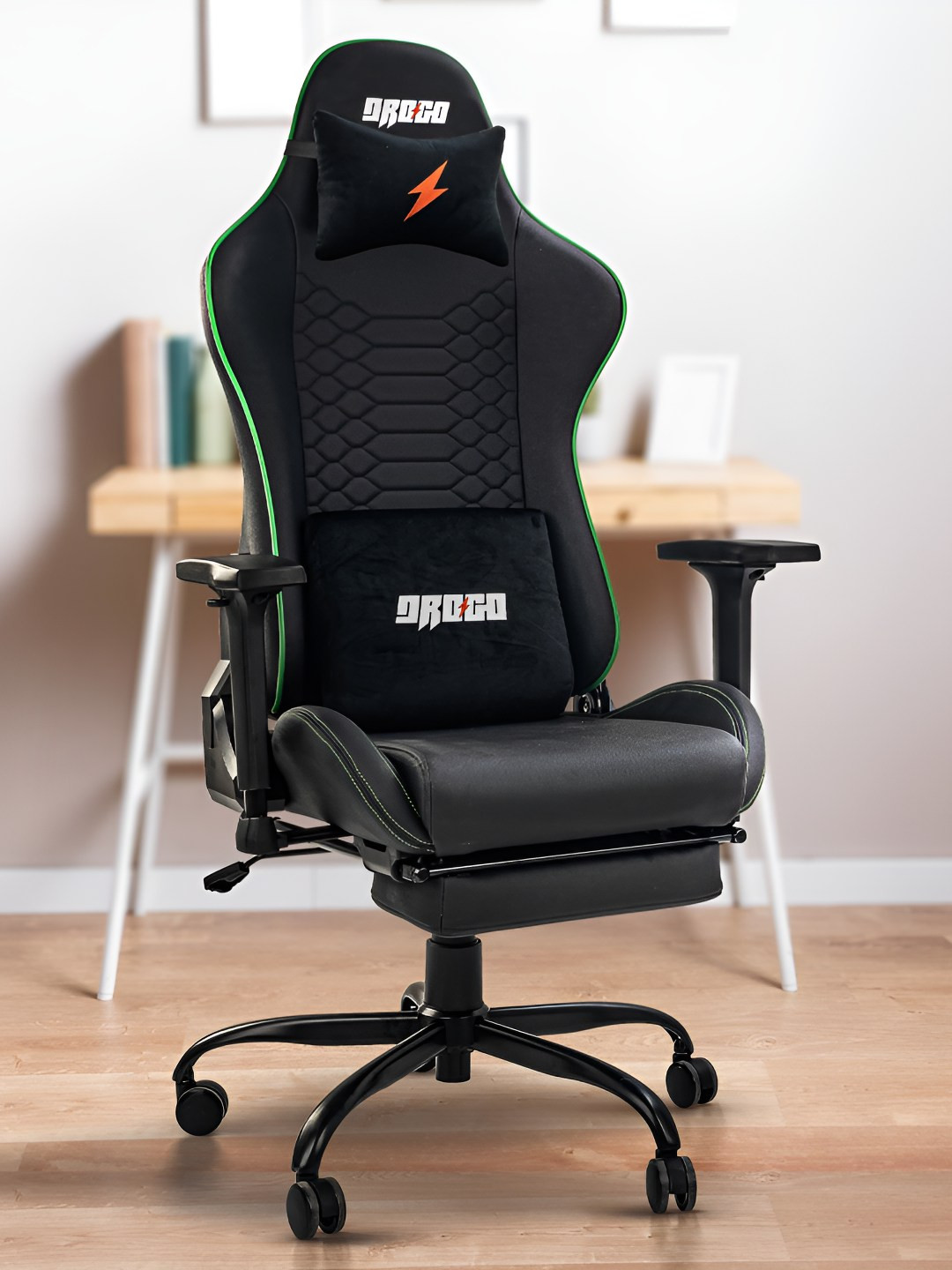 DROGO Ergonomic Premium Armrest Neck & Massager Lumbar Pillow Gaming Chair