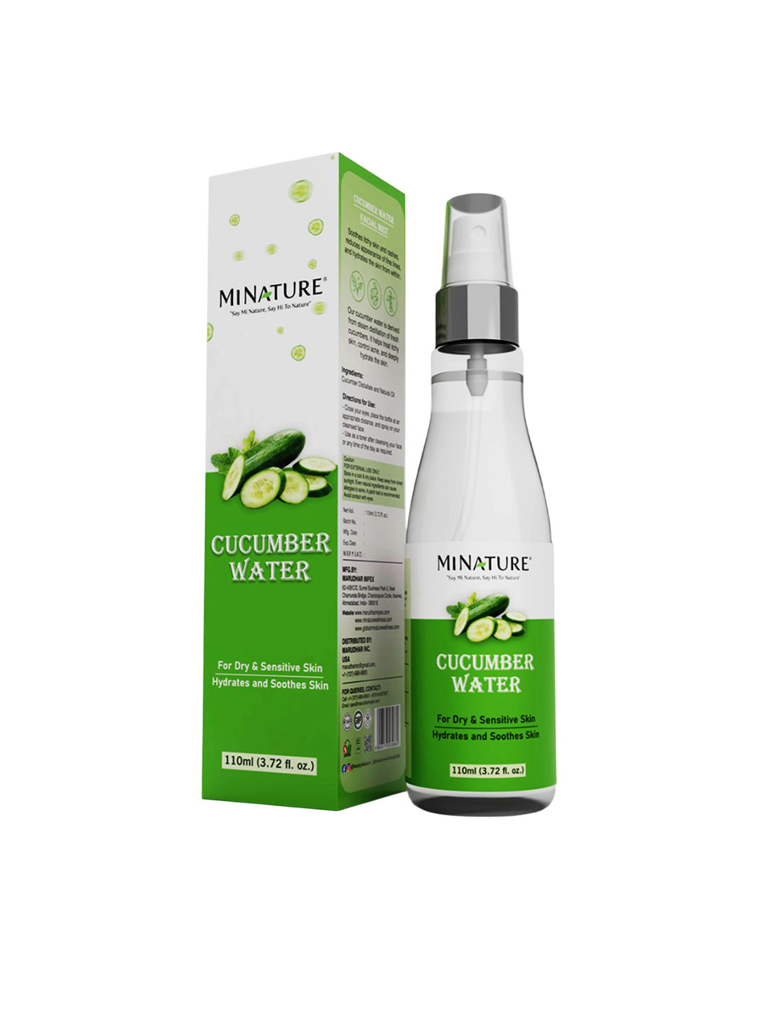 MINATURE Cucumber Water For Hydration & Soothing Skin - 110 ml