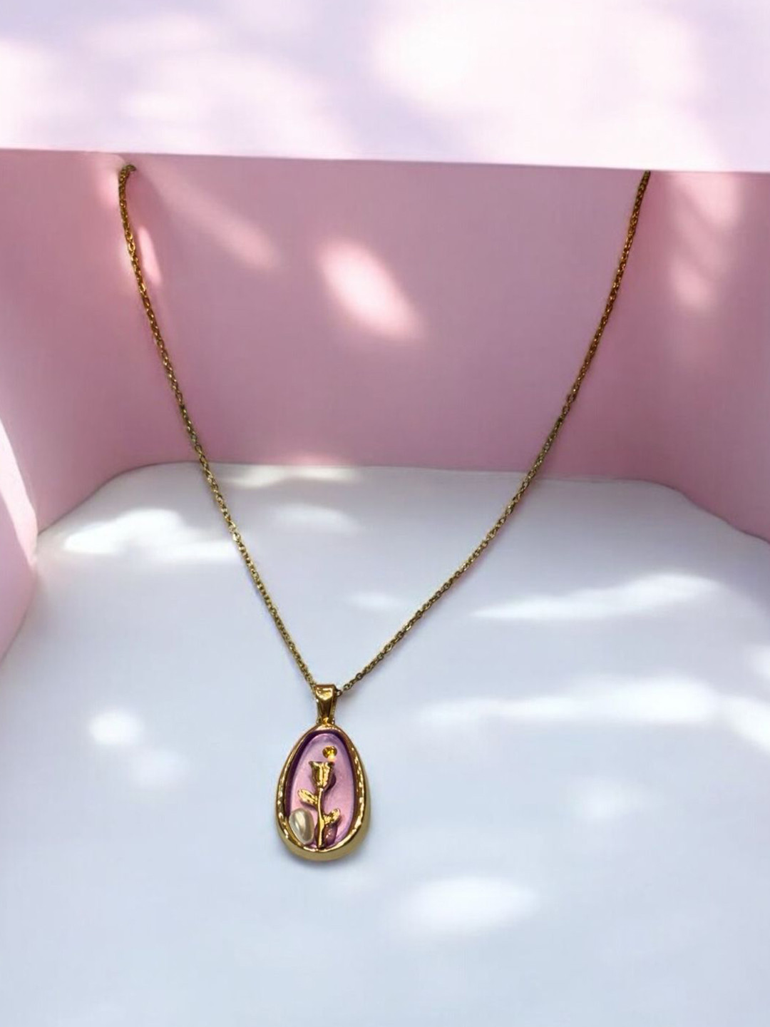 ADC SHEMONA Stone-Studded & Beaded Peony Pendant With Chain