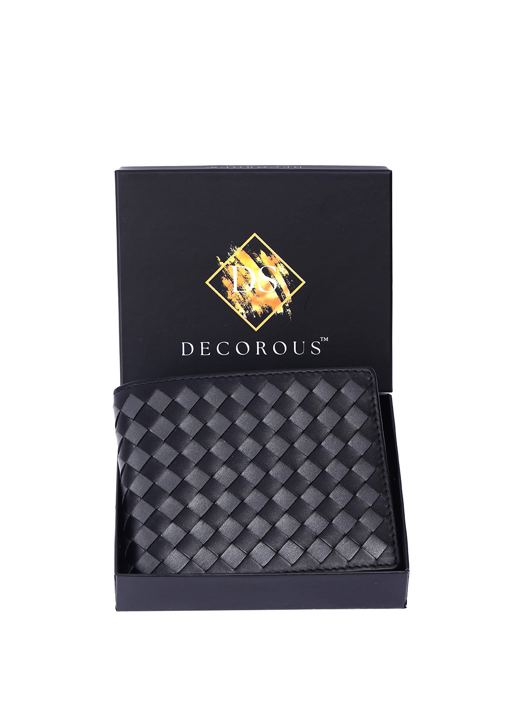 DECOROUS Men Textured Leather Two Fold Wallet