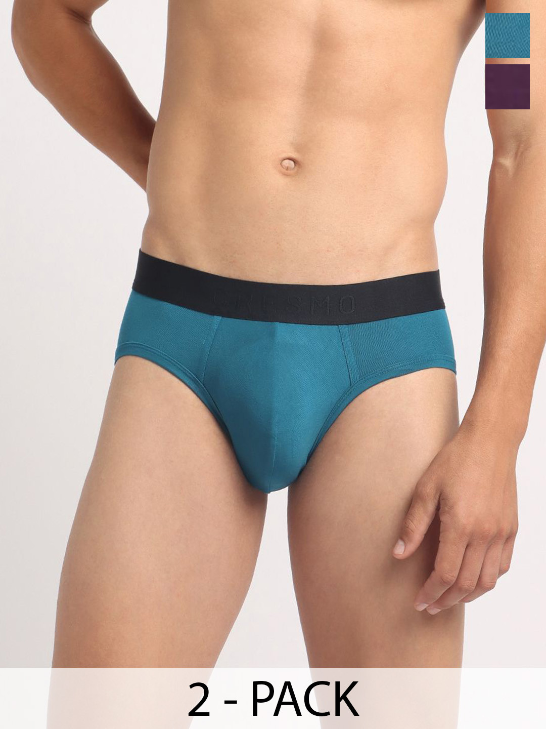 Cresmo Men Pack Of 2 Anti Microbial Basic Briefs CR-B-SLD-P2-MUL-BLUCRU-S