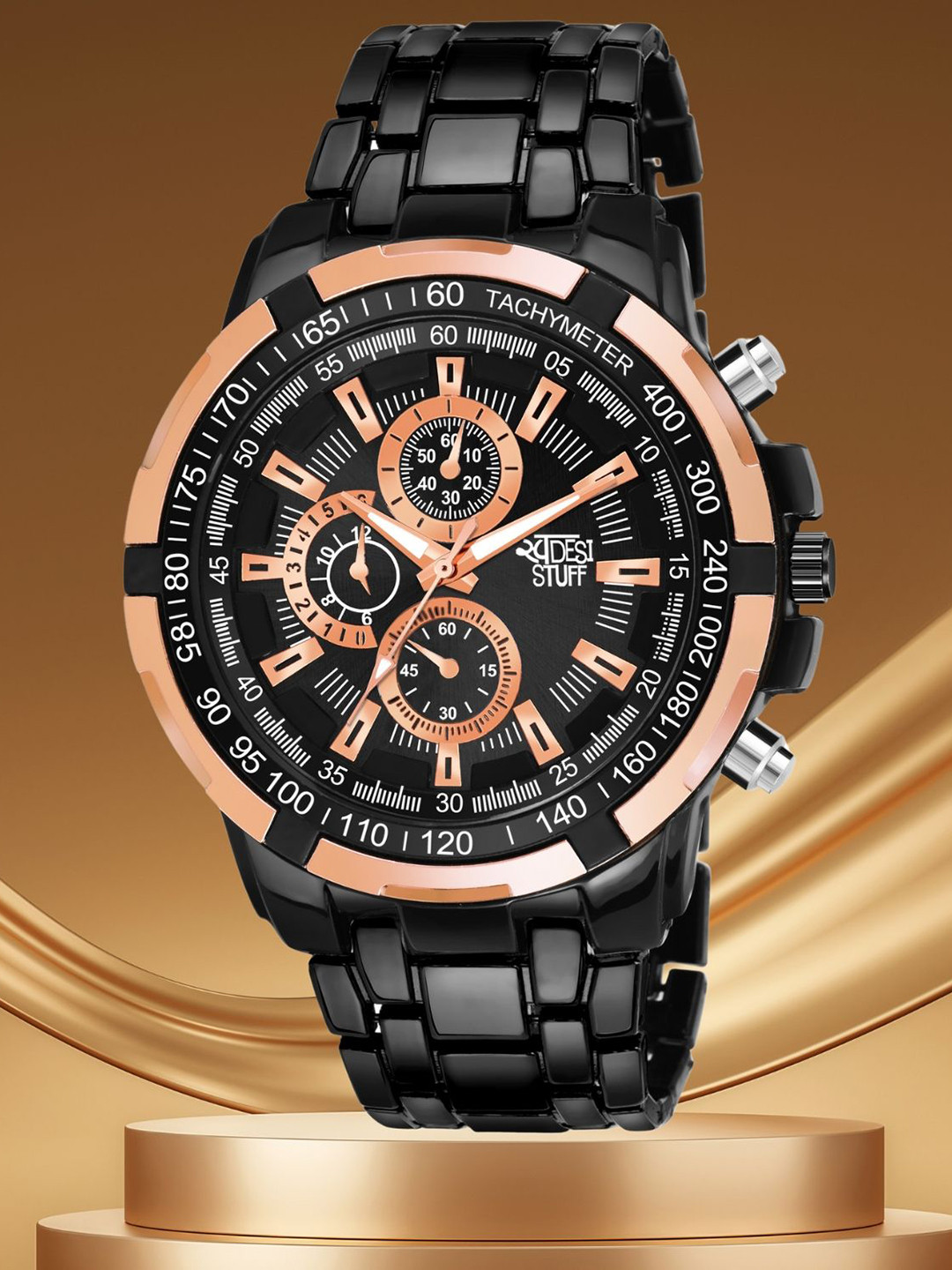 SWADESI STUFF Men Dial & Bracelet Style Straps Analogue Watch EDIFIS ROSEGOLD 99