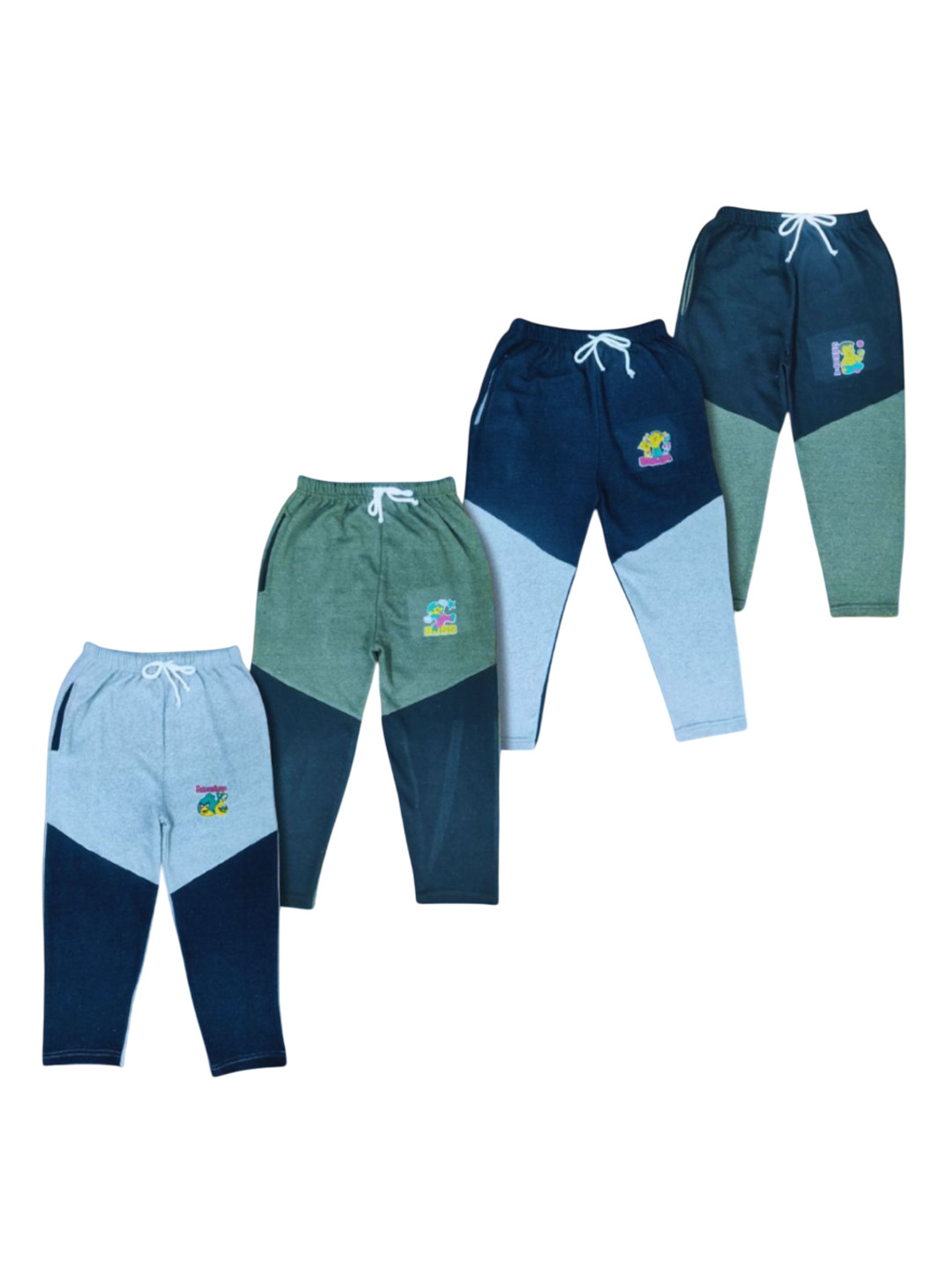 Shajiv Kids Pack Of 4 Colourblocked Pure Cotton Mid Rise Track Pant  Track Pants