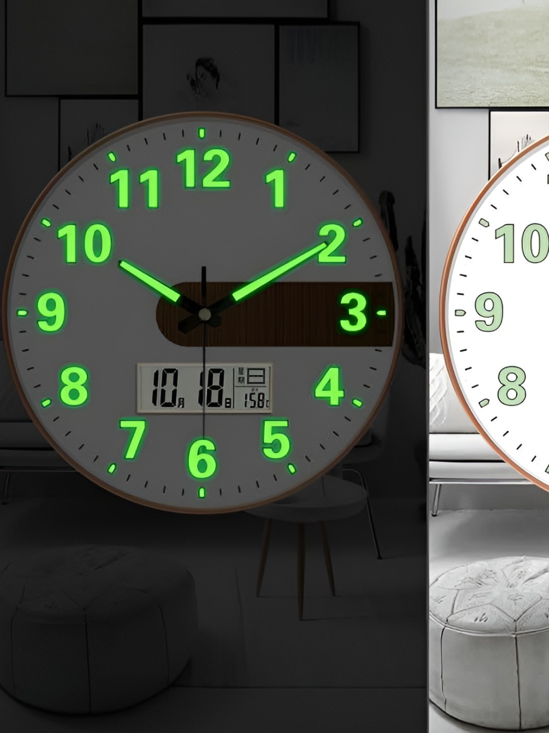 M T BROTHERS Cream & Brown Analogue Contemporary Wall Clock