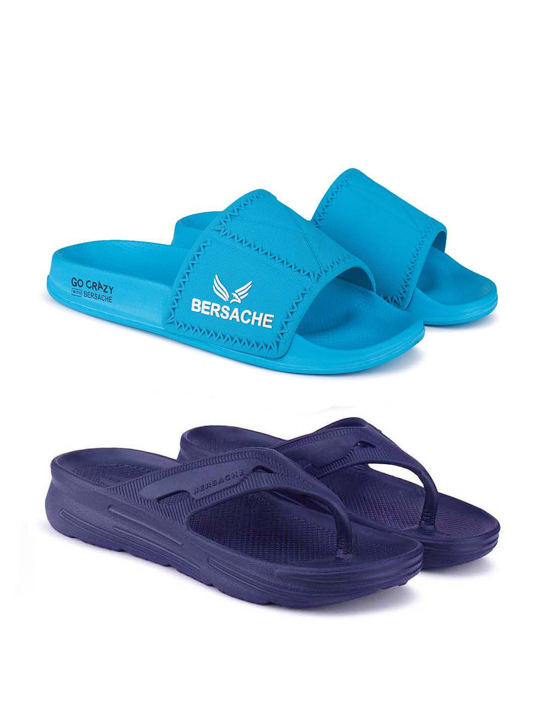 BERSACHE Men Pack of 2 Thong Flip-Flops And Sliders