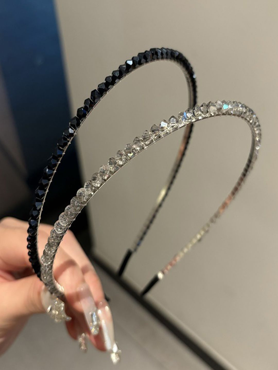 LYKAA Set of 2 Assorted Colour Crystal Rhinestone Headband