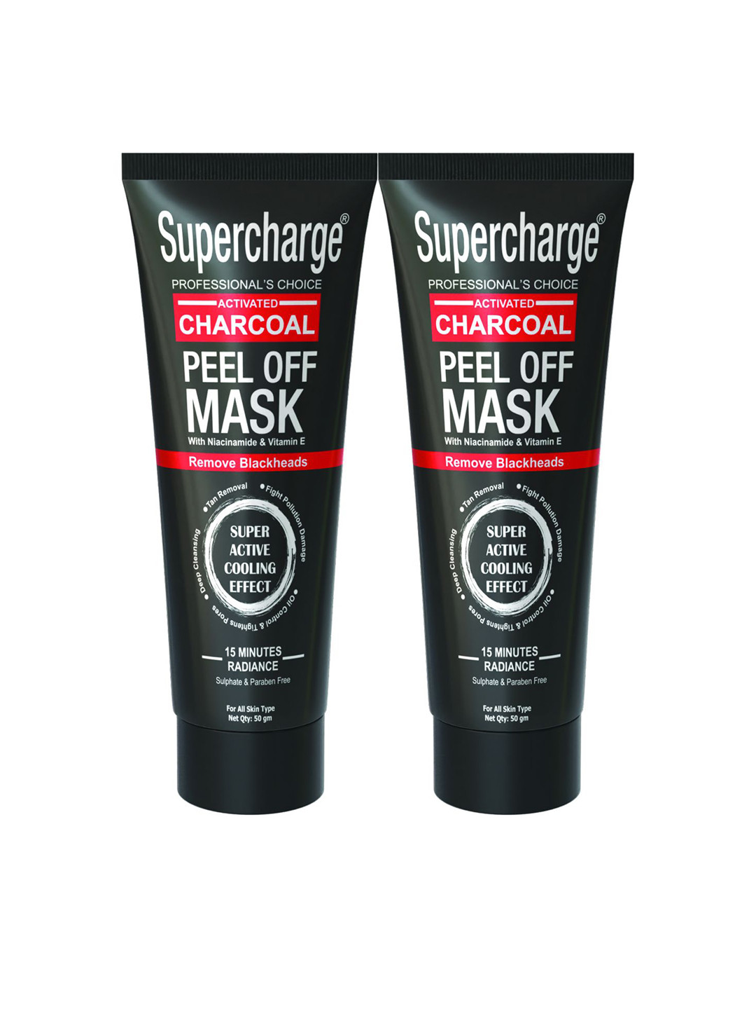 Supercharge labs Professional Set Of 2 Activated Charcoal Peel Off Mask- 50 g Each