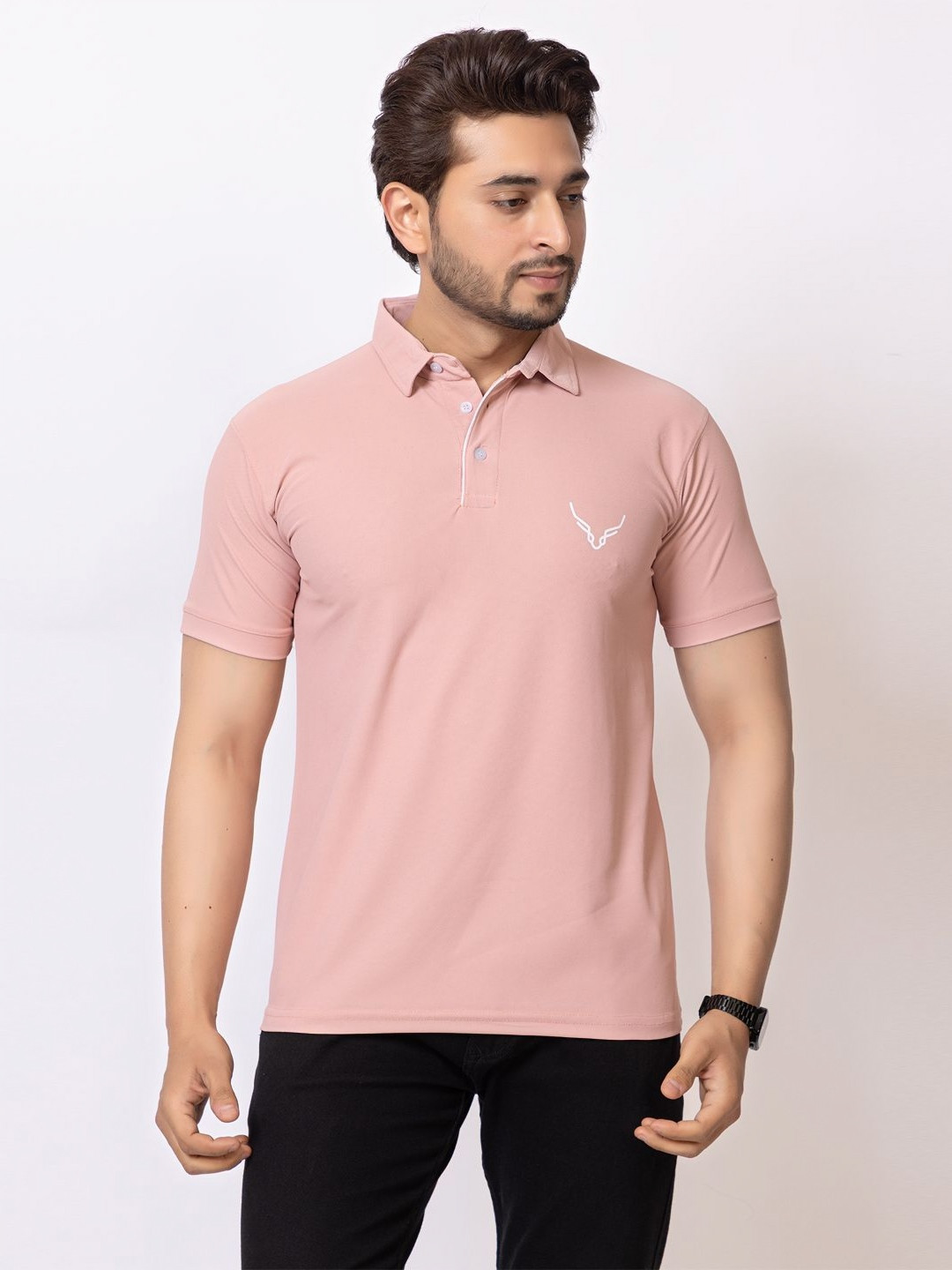 BUFFARO Men Solid Polo Collar Cotton Slim Fit T-shirt