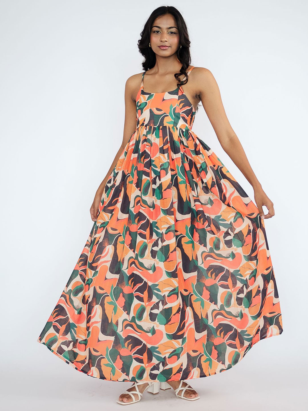 All Her Collective Spaghetti Women Printed Fit and Flare Maxi Dress