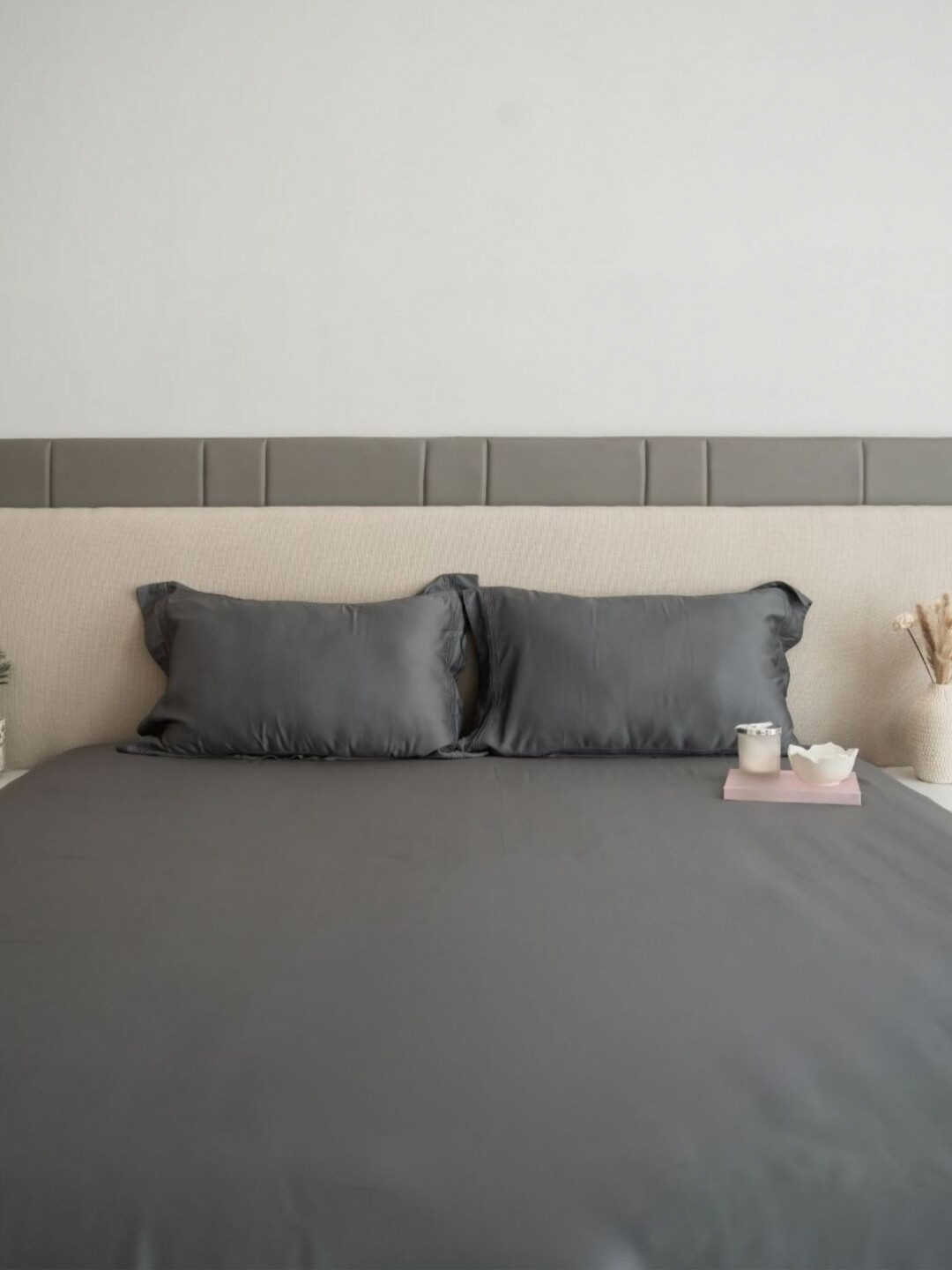 Sadyaska Charcoal Tencel 400 TC King Superfine Bedsheet with 2 Pillow Covers-108 x 108 inches
