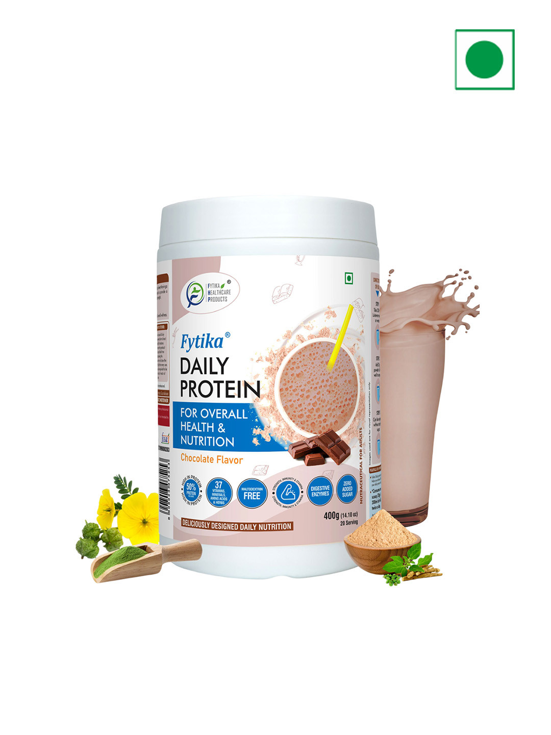 FYTIKA Daily Protein Complete Nutrition Drink Powder - Chocolate Flavour - 400 g