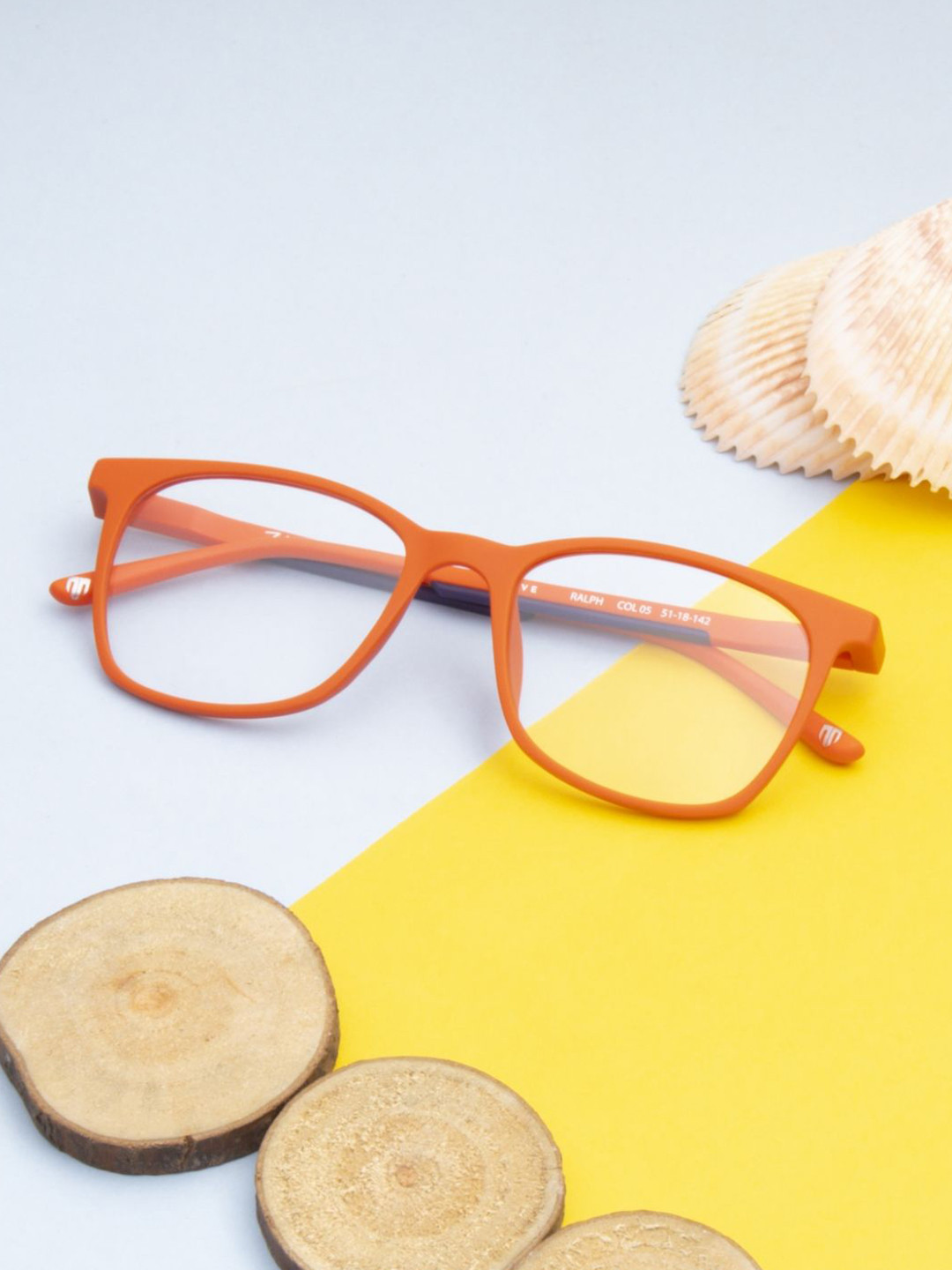 Ted Smith Ralph Unisex Orange Full Rim Wayfarer Frames