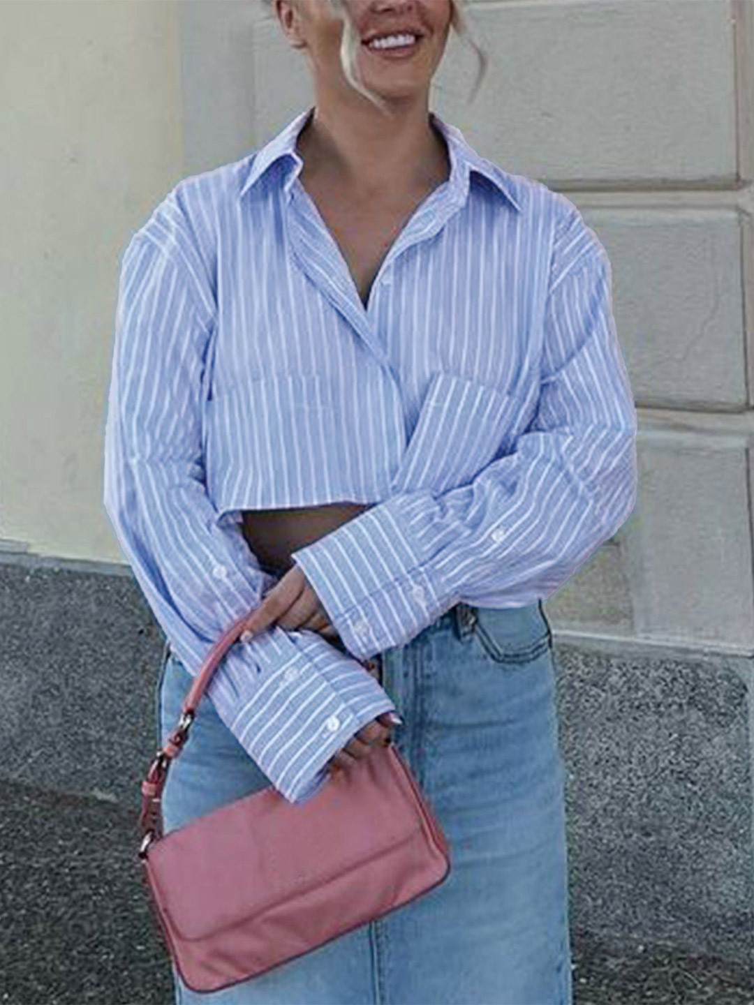 Outzidr Cropped Double Pocket Shirt