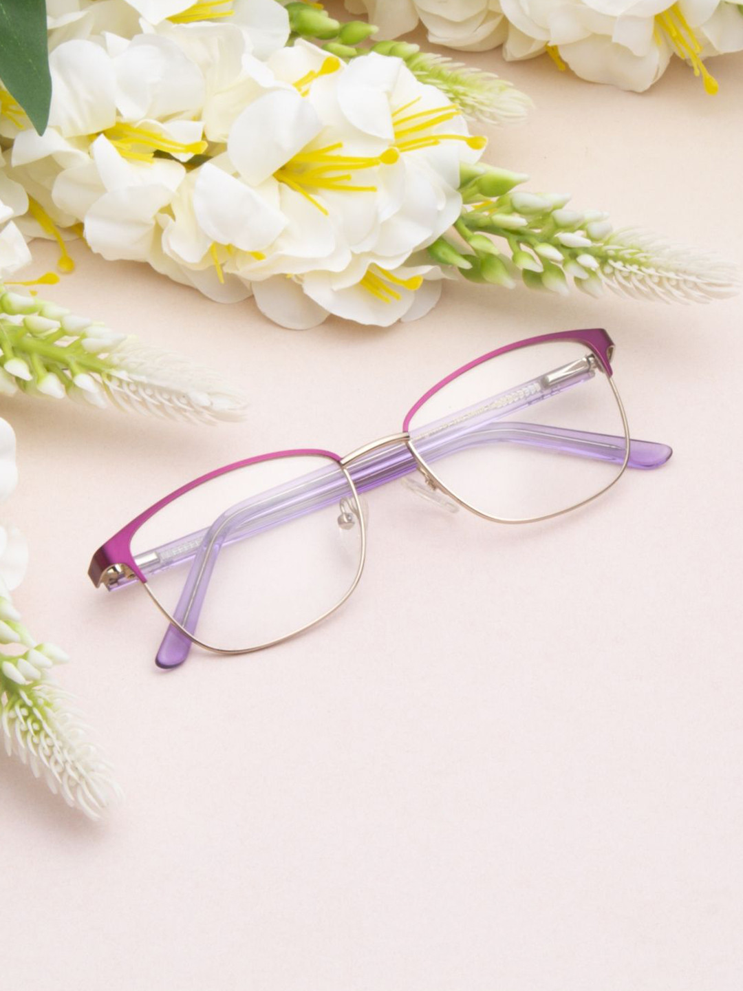 Ted Smith Women Purple-Gold Luxury Metal Full Rim Rectangle Frames