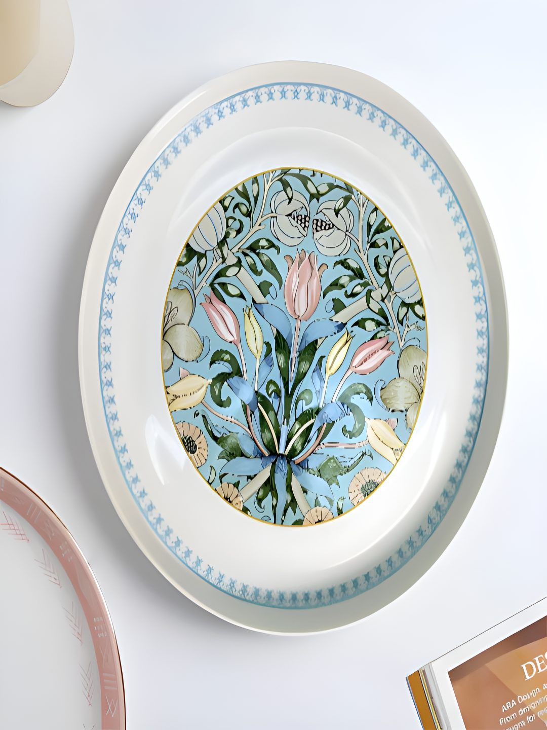 LEMONTREE Blue Printed Glossy Ceramic Easy to Clean Plates