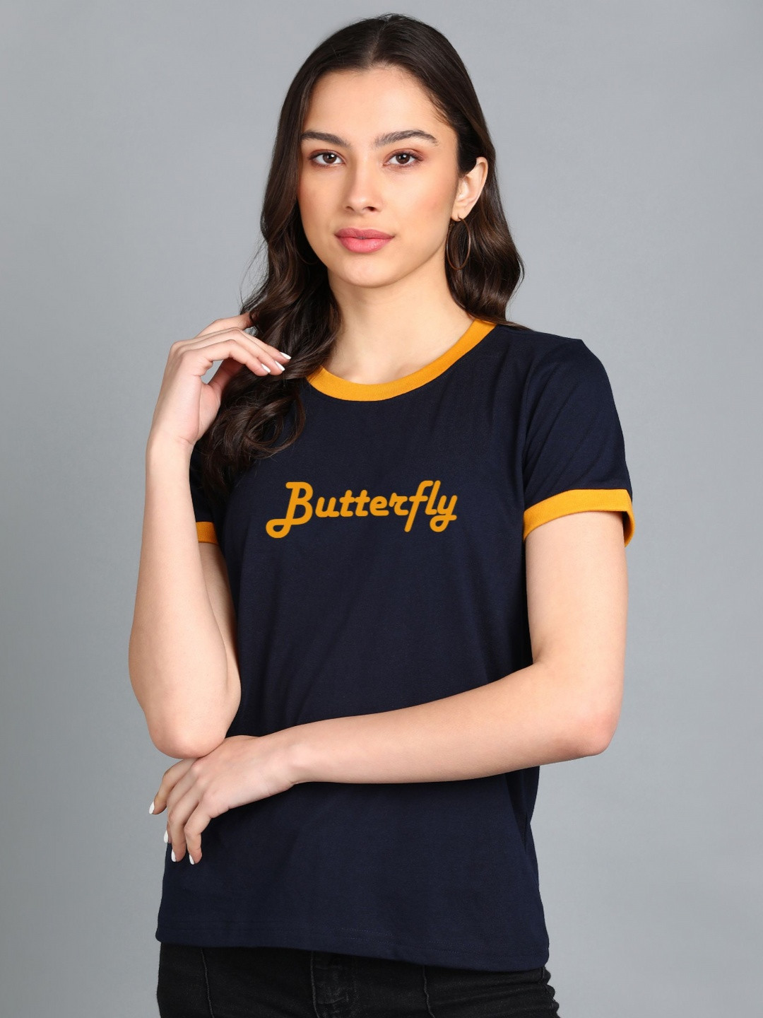 Adyavastram Women Typography Printed Round Neck Cotton T-shirt