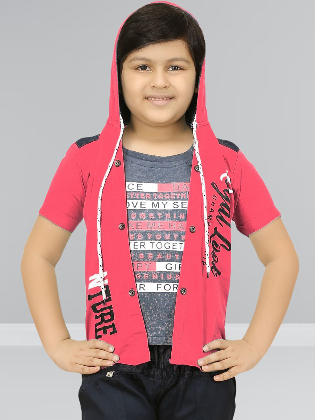 FASHION GRAB Boys Typography Printed Pure Cotton Slim Fit Shirt