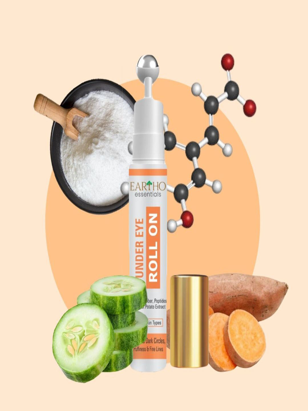 Eartho Essentials Under Eye Roll On With Cucumber Extracts For Dark Circle - 15 ml