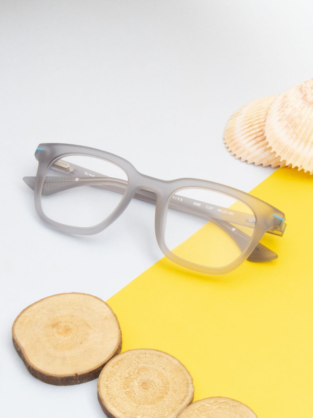 Ted Smith Unisex Matt Grey Full Rim Square Frames