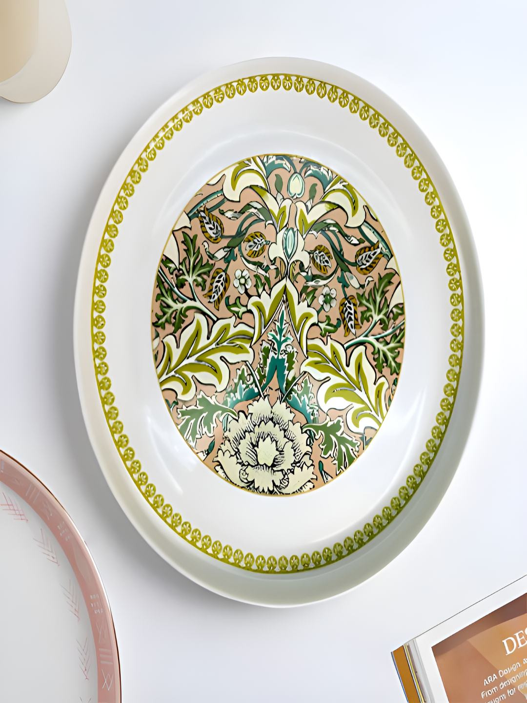 LEMONTREE Peach Printed Glossy Ceramic Easy to Clean Plates