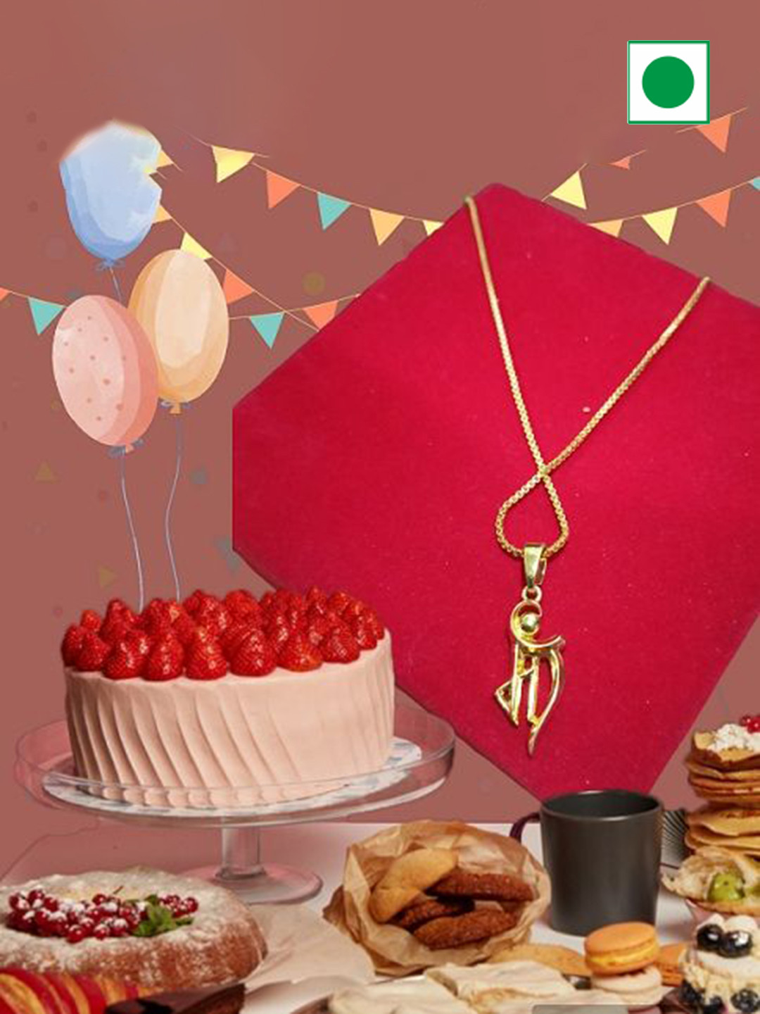 SANAA CREATIONS Gold-Plated MAA Symbole Contemporary Pendants With Chains