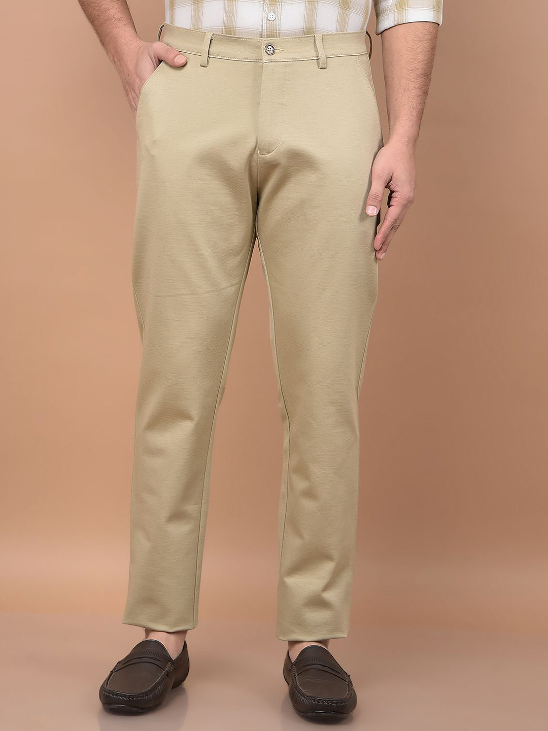 Crimsoune Club Men Solid Slim Fit Flat-Front Chinos