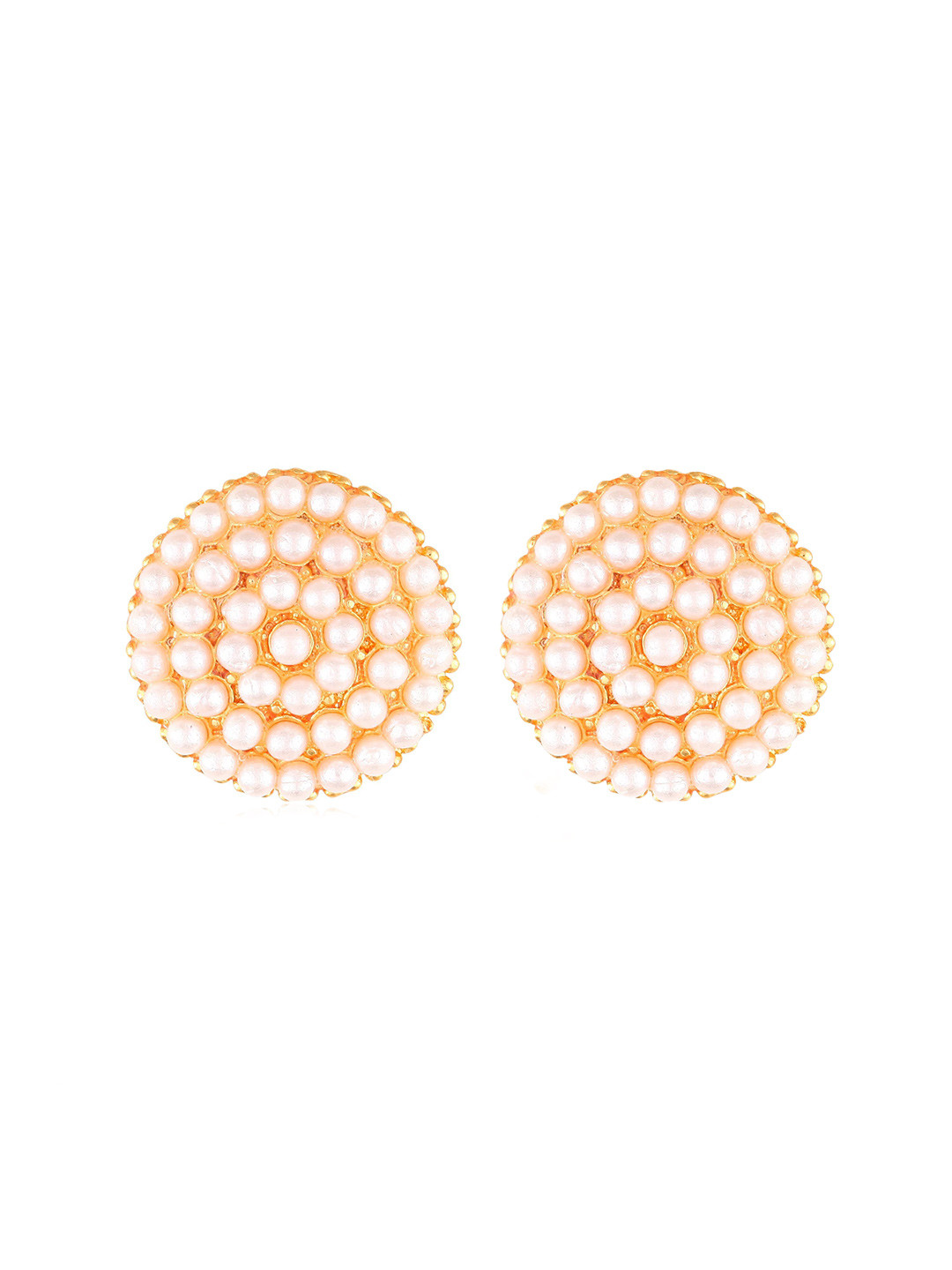DIVASTRI Gold-Plated Pearls Studded Cicular Shaped Studs