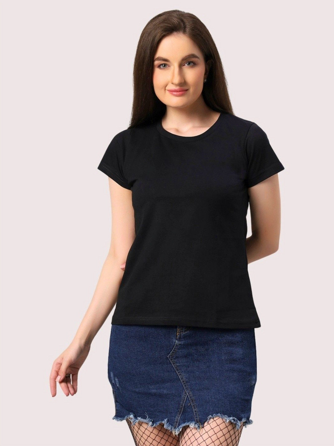 URBANICE Women Solid Round Neck Cotton T-shirt
