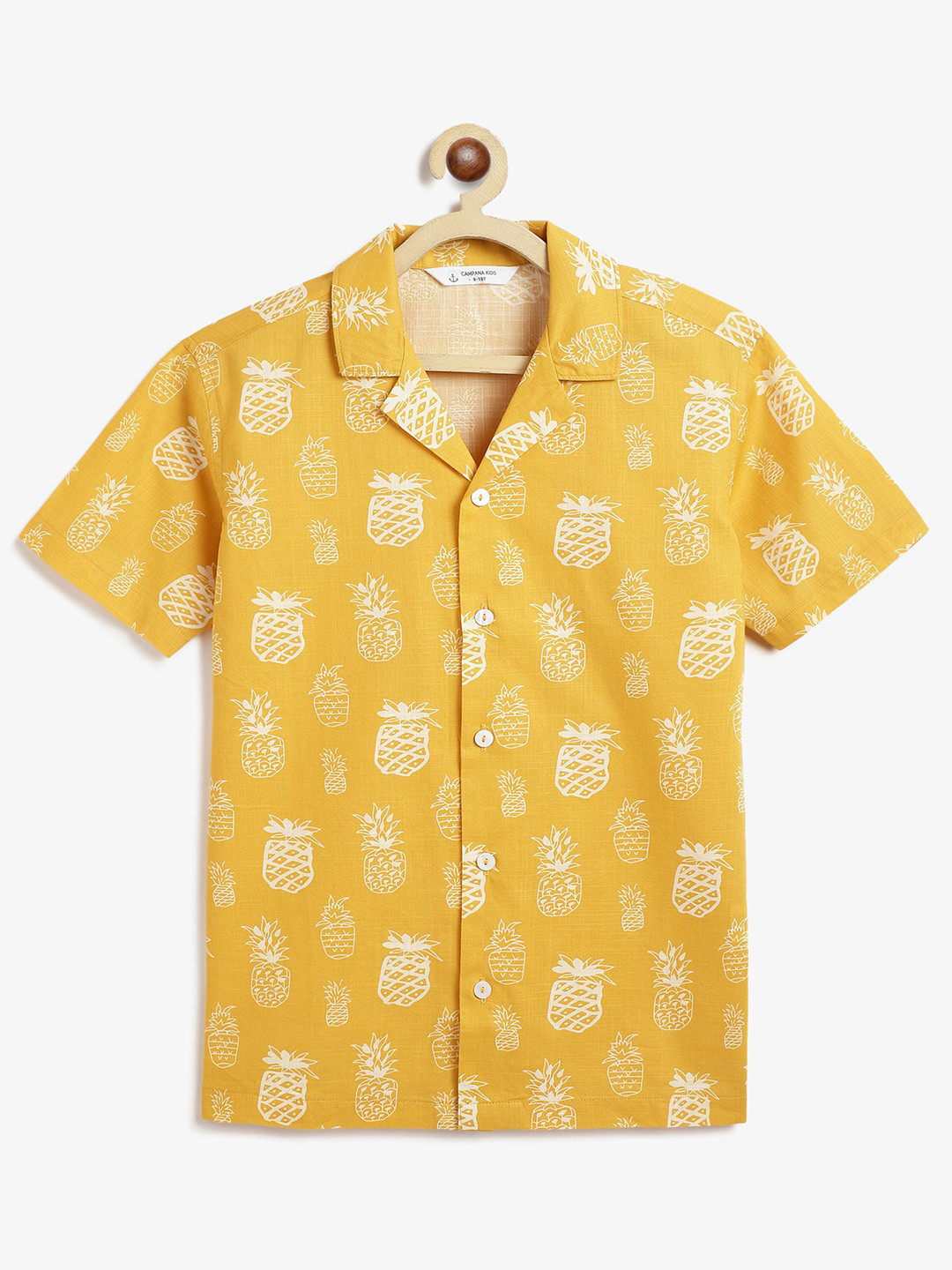 Campana Boys Conversational Printed Cuban Collar Cotton Casual Shirt