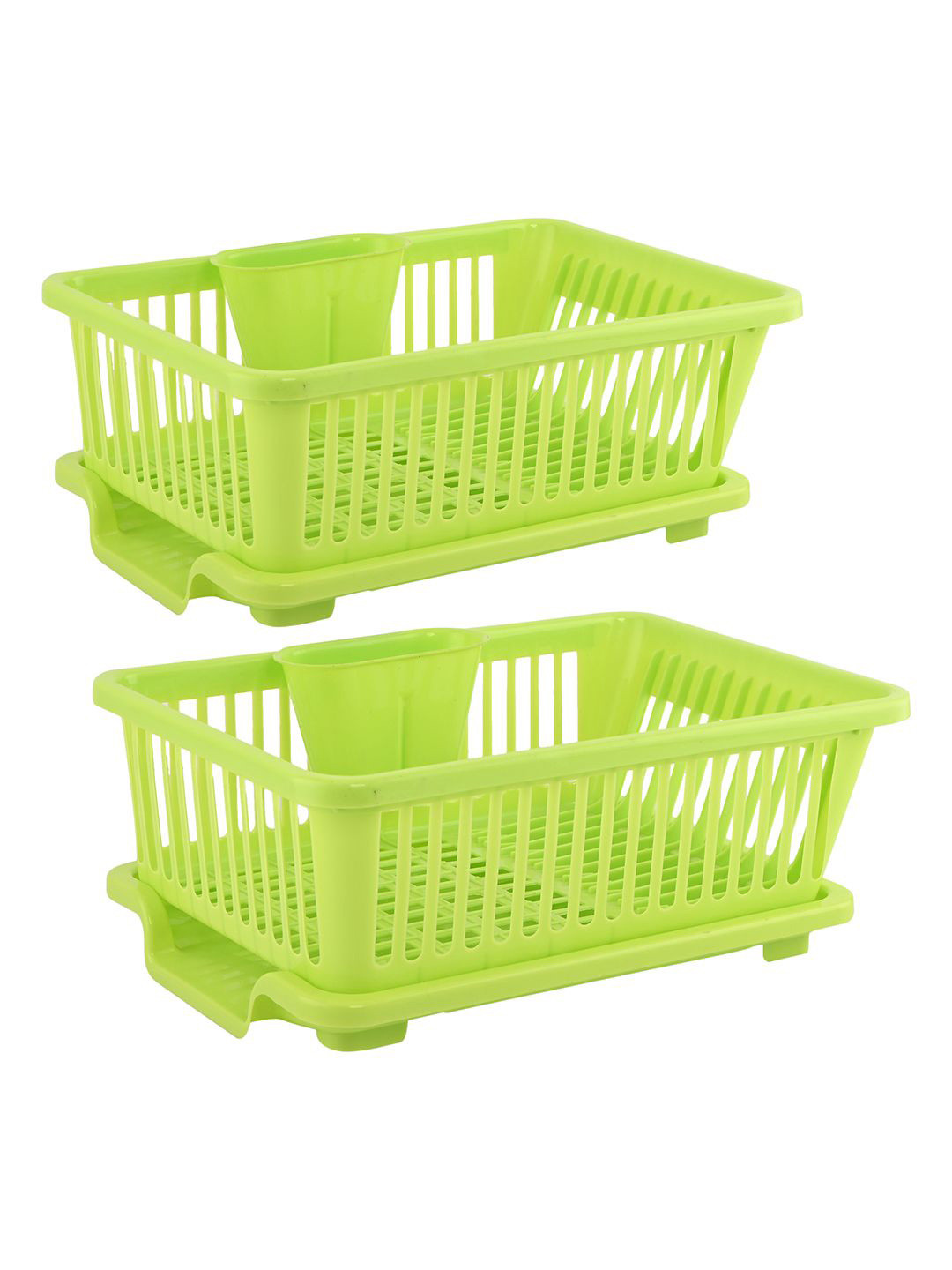 Kuber Industries Green 2 Pieces Dish Rack with Drainer