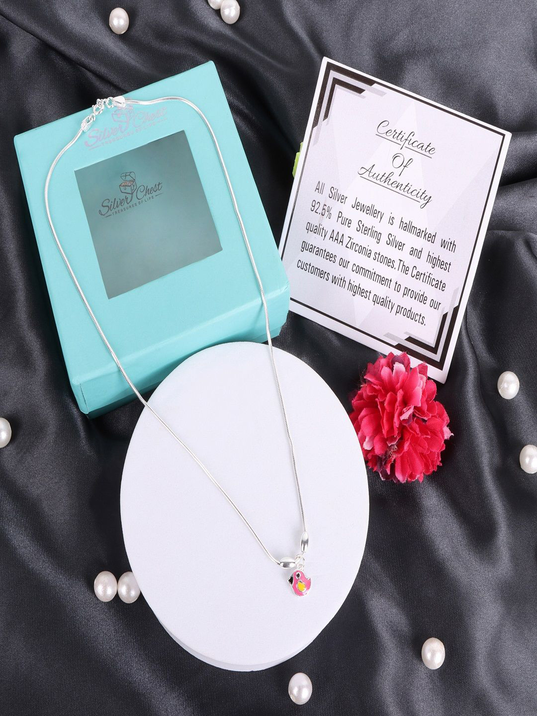 Silver Chest Girls 925 Sterling Silver Bird Design Pendant With Chain