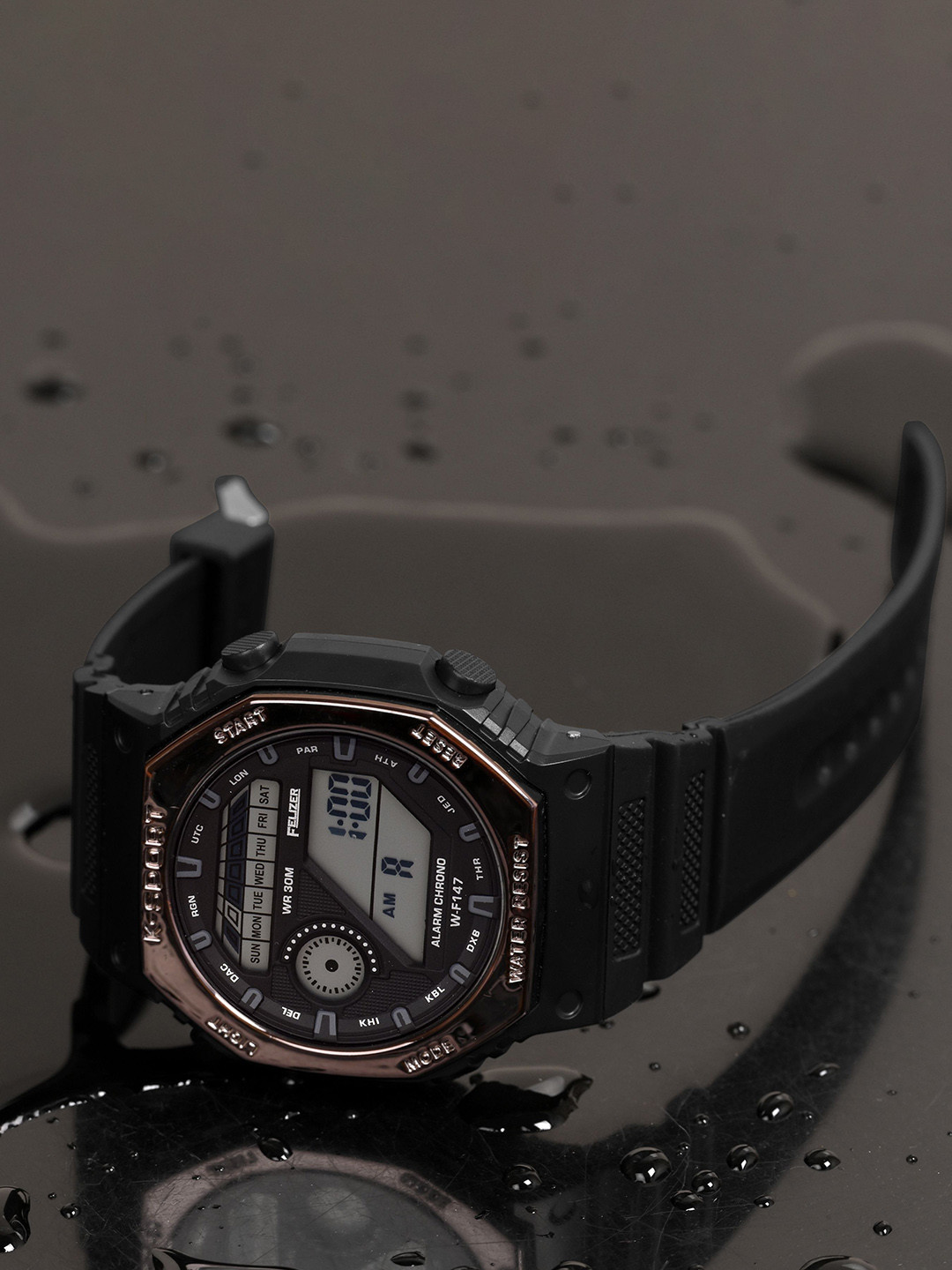 FELIZER Meb Dial & Textured Straps Digital Watch F147-LSKA-GunMetalBlk