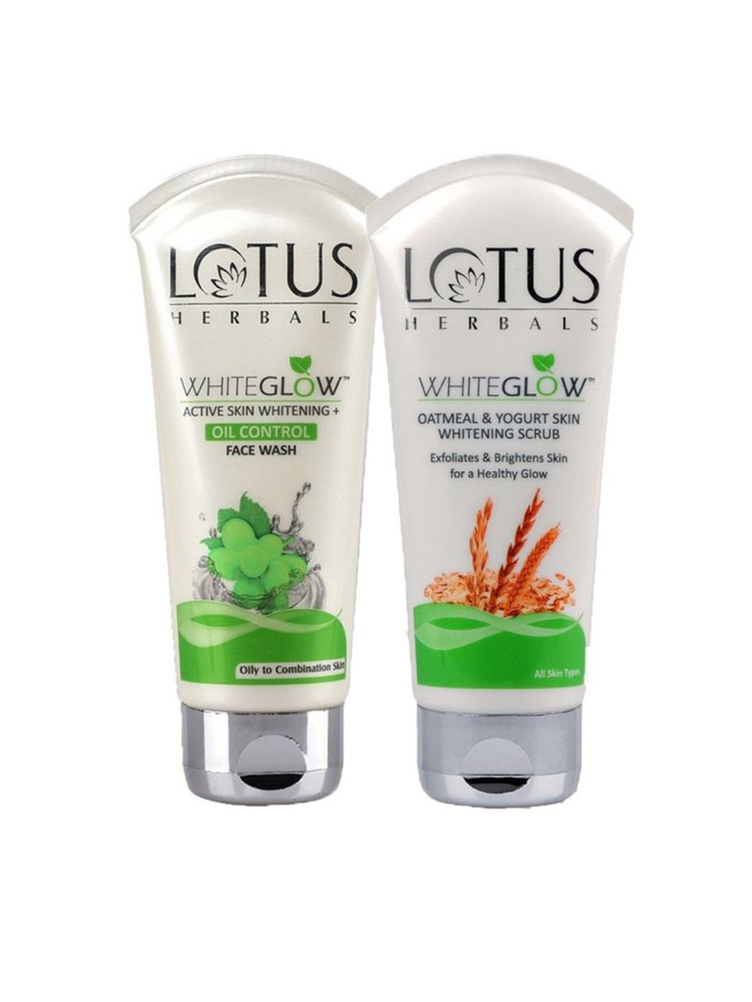 Lotus Herbals Set Of Whiteglow Oil Control Face Wash & Oatmeal Scrub - 100 g Each