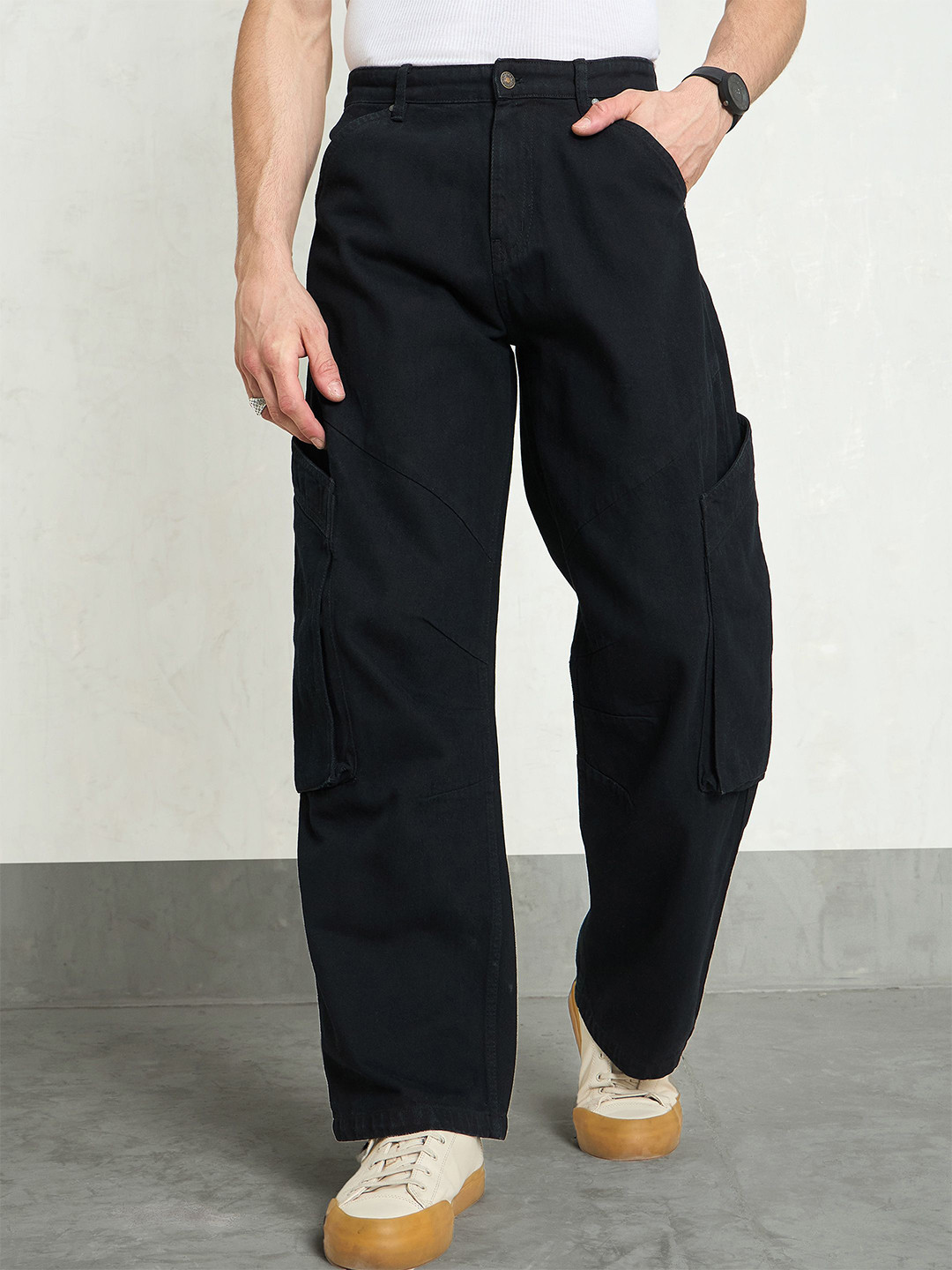 MASCLN SASSAFRAS Men Wide Leg Cargo Styles Jeans