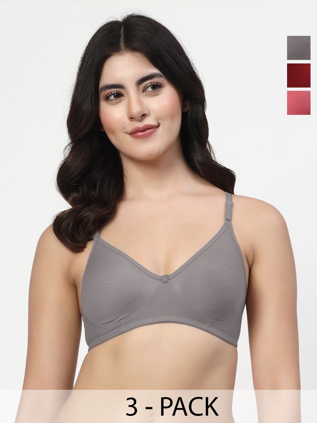 LILY ayir Women Pack Of 3 Solid Full Coverage Non Padded Non Wired T-shirt Bra