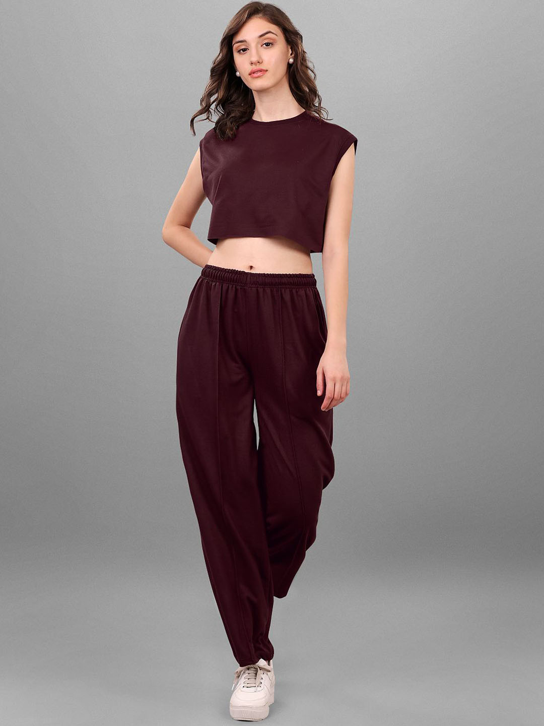 SXV STYLE Boat Neck Crop Top With Trouser