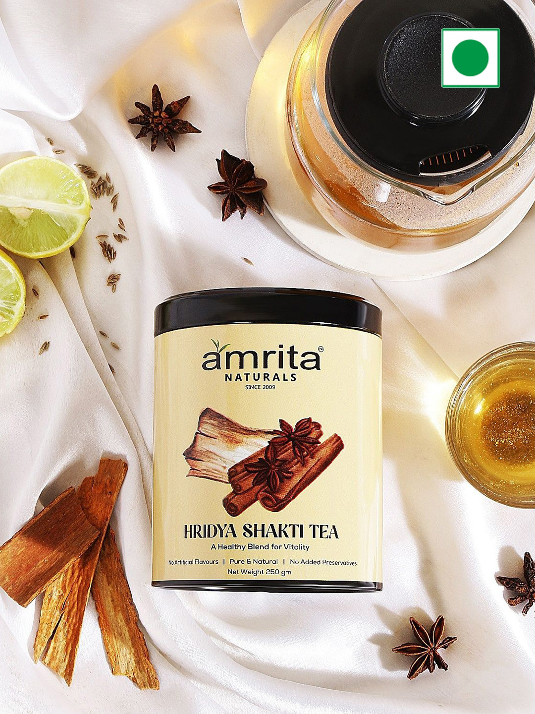 Amrita Naturals 100% Natural Hridya Shakti Herbal Tea- 250 g