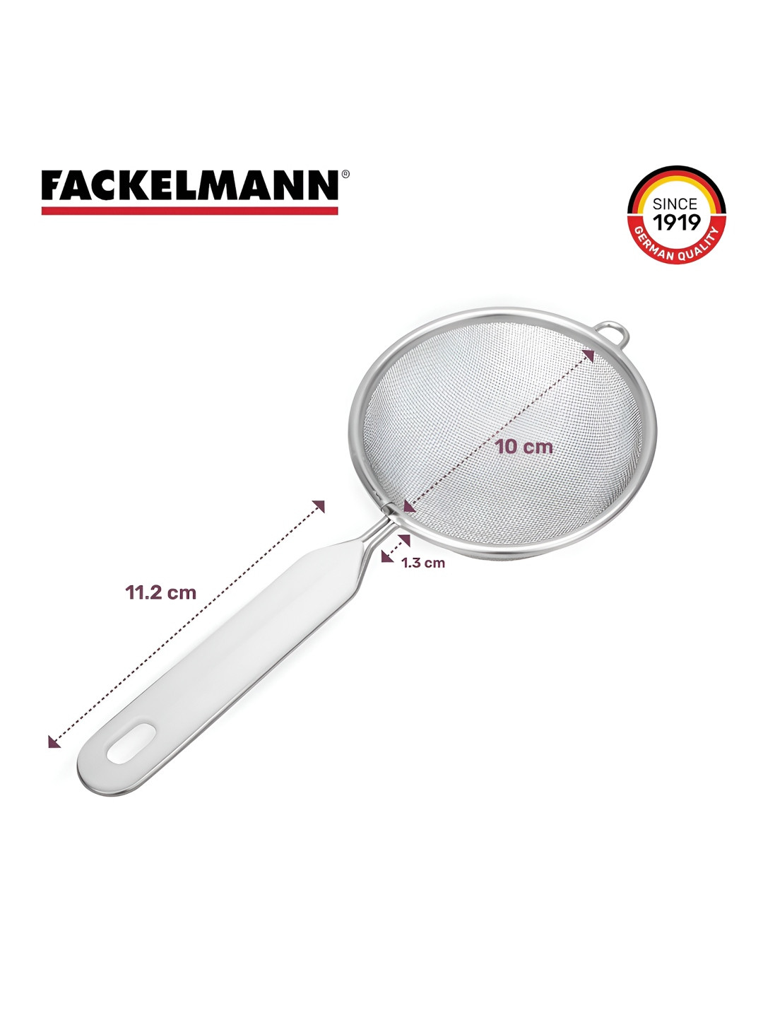 Fackelmann White 1pc Stainless Steel Rust Resistant Tea Coffee Juice Strainer 10cm