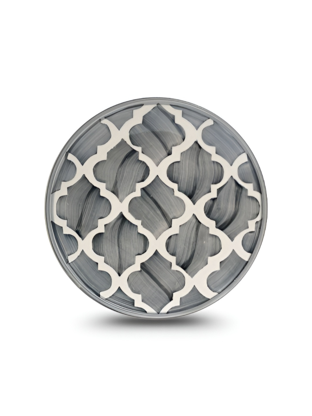 YELONA Grey And Cream Ceramic Dishwasher and Microwave Safe Round Plates