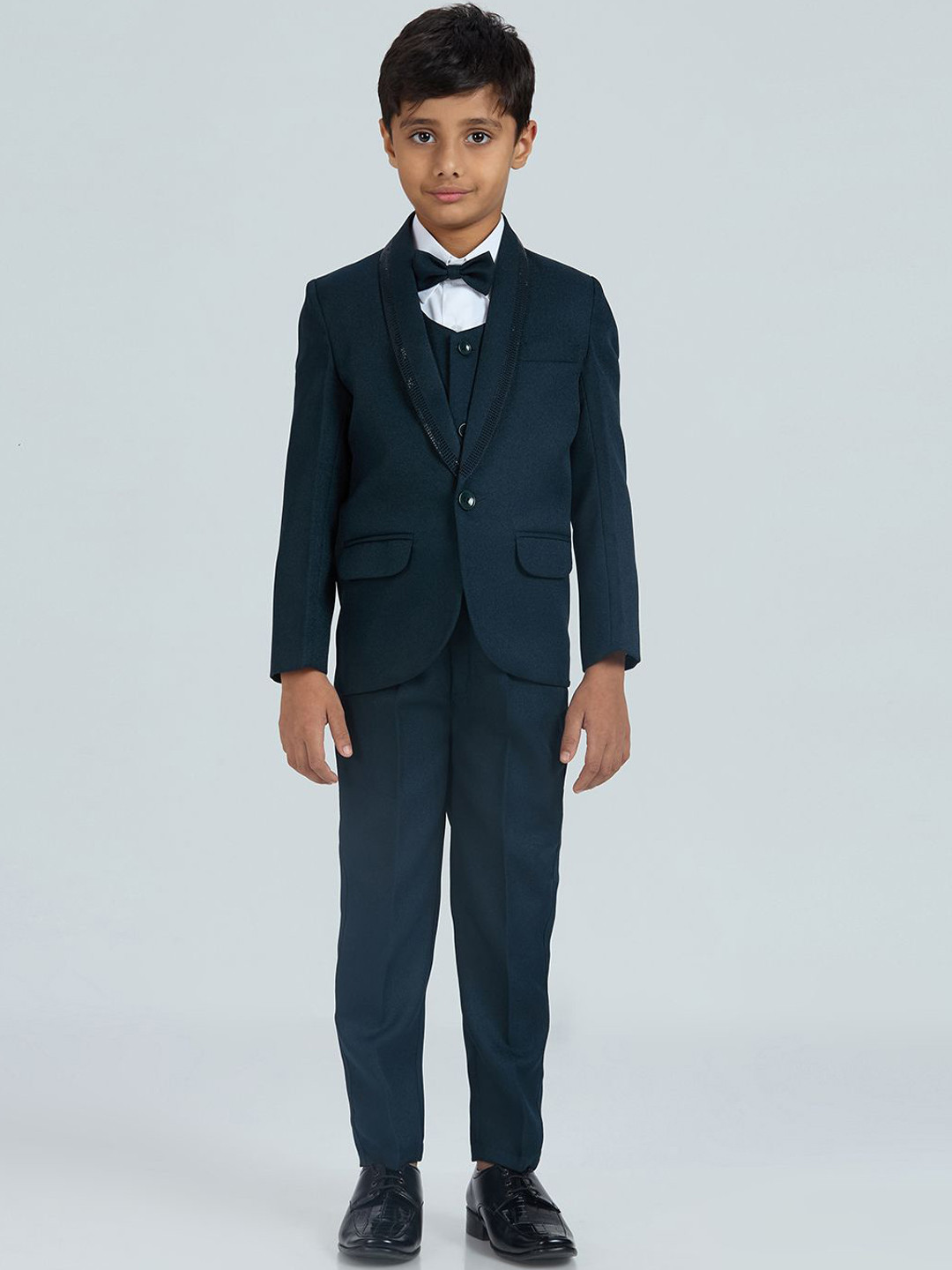 YK Boys Sequined Embellished Notched Lapel Single-Breasted Five Piece Party Suit
