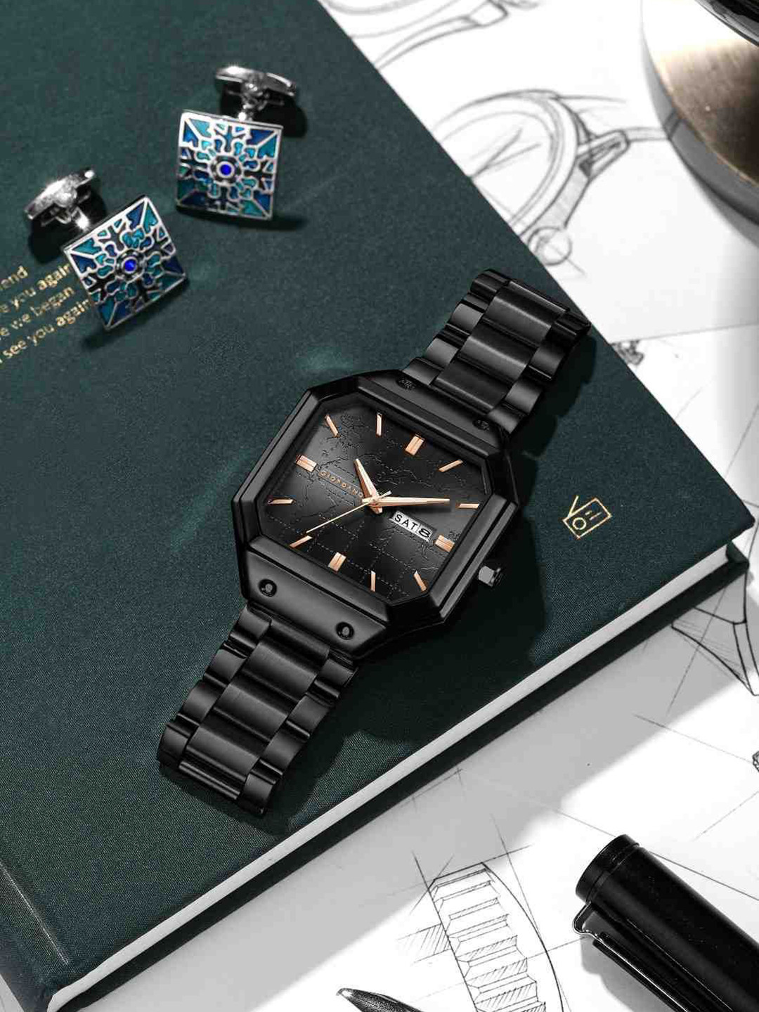 GIORDANO Men Square Dial & Stainless Steel Straps Analogue Watch GZ-50126-11