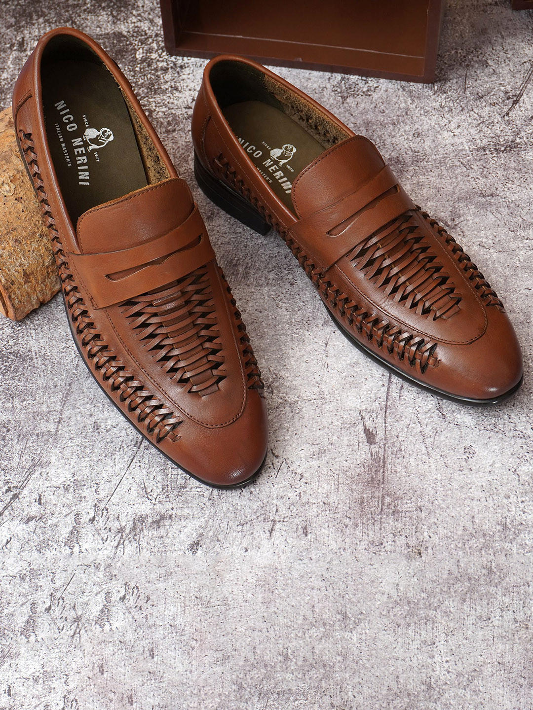 NICO NERINI Men Slip-On Leather Loafers